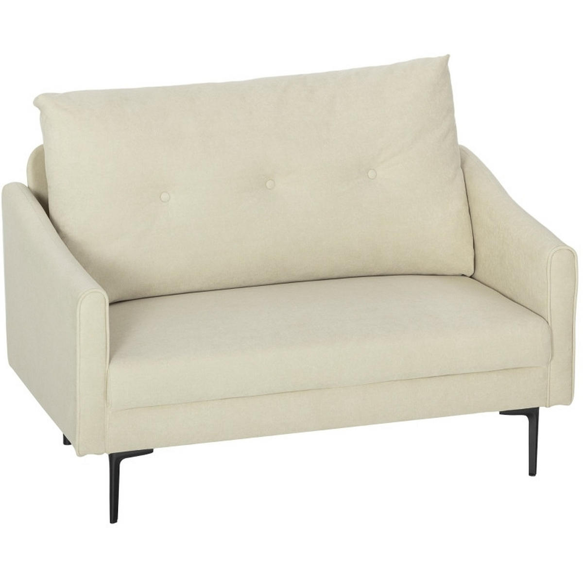 2-SITZER 124/73/92 cm Cremeweiß aus Metall mit Schaumstoff-Polsterung - Creme, Metall (73/92/124cm) - OKMYHOME