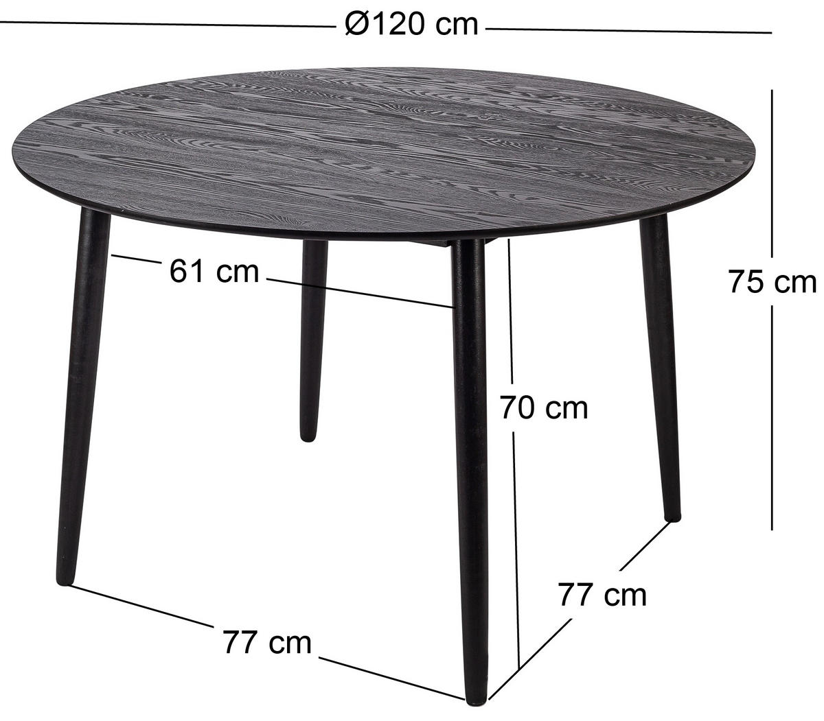 ESSTISCH Rund Braun 120 x 120 x 75 (cm) - Braun, Holz (120/120/75cm) - Nordlys