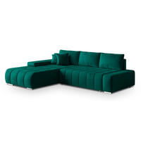 ECKSOFA ALESE L-S Grün Velours-Stoff mit Schlaffunktion - Grün, Holz (265/185cm) - MASSENO