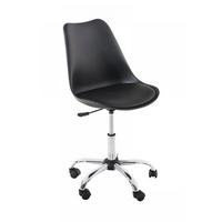 DREHSTUHL Lederlook Schwarz - Chromfarben/Schwarz, Textil/Metall (48/81/48cm) - CLP