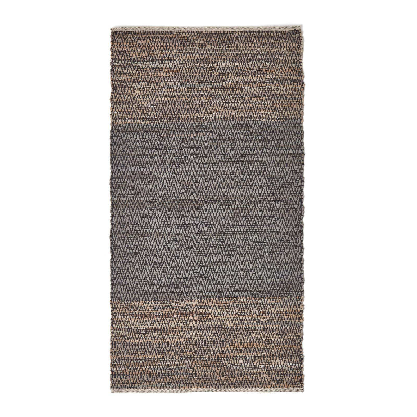 LEDERTEPPICH mit Webmuster 120/180 cm - Grau, Leder (120/180cm) - Homescapes