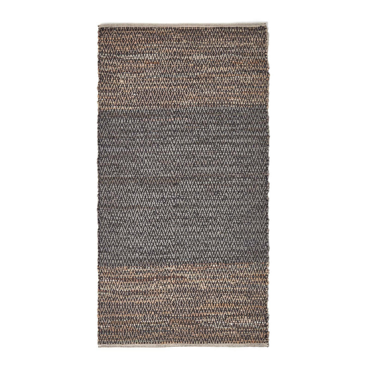 LEDERTEPPICH mit Webmuster 90/150 cm - Grau, Leder (90/150cm) - Homescapes