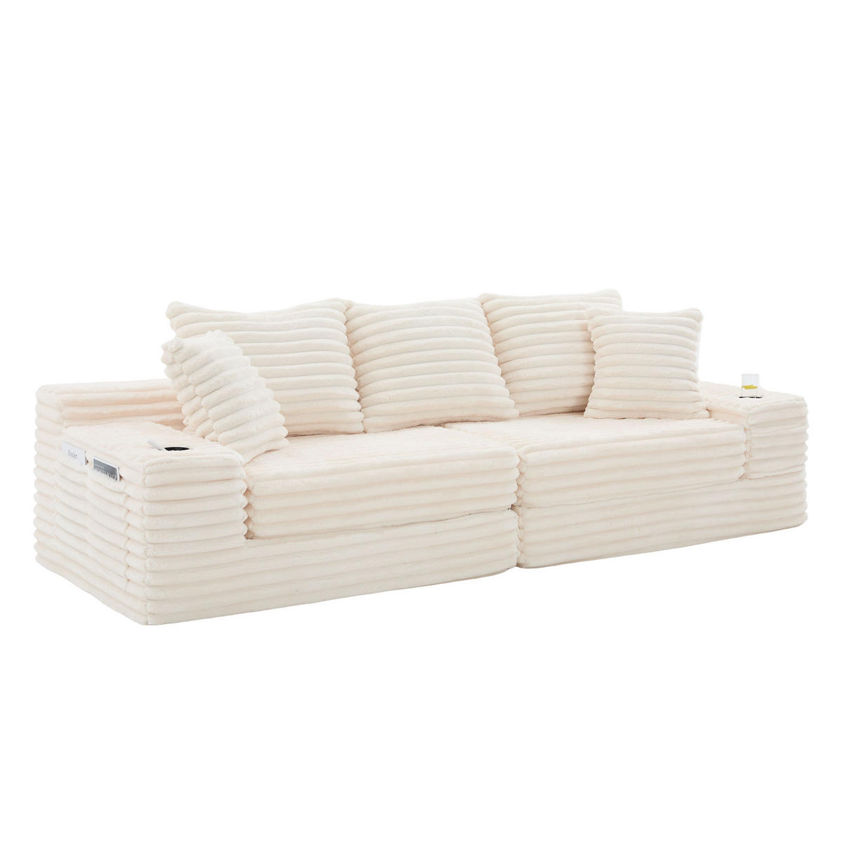 SCHLAFSOFA frei kombinierbar 273 x 98 cm Cord Beige - Beige, Kunststoff (38.58/34.25/107.48cm) - Meubliv