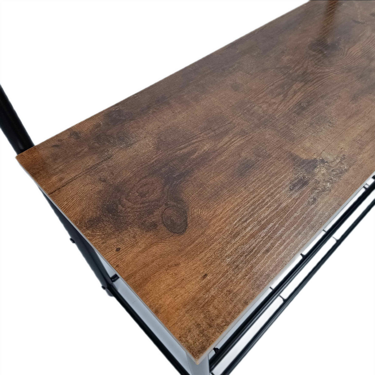 GARDEROBENBANK Holzoptik Metall Dunkelbraun Schwarz mit Schuhablage 175x70x32 cm - Dunkelbraun/Schwarz, Holzwerkstoff/Metall (32/175/70cm) - Begryf