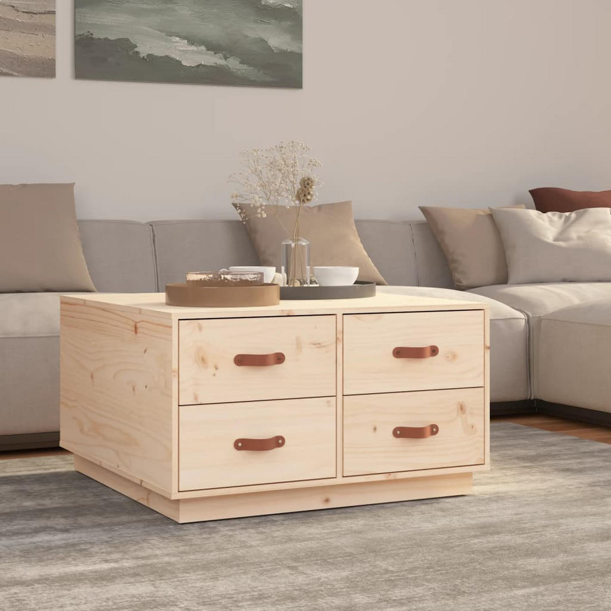 COUCHTISCH 80x80x45 cm Massivholz Kiefer - Naturfarben, Holz (80/45/80cm) - furnicato