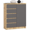 KOMMODE Eiche Artisan, Grau 80x35x97 cm - Graphitfarben/Eiche Artisan, Holzwerkstoff (80/97/35cm) - Akord
