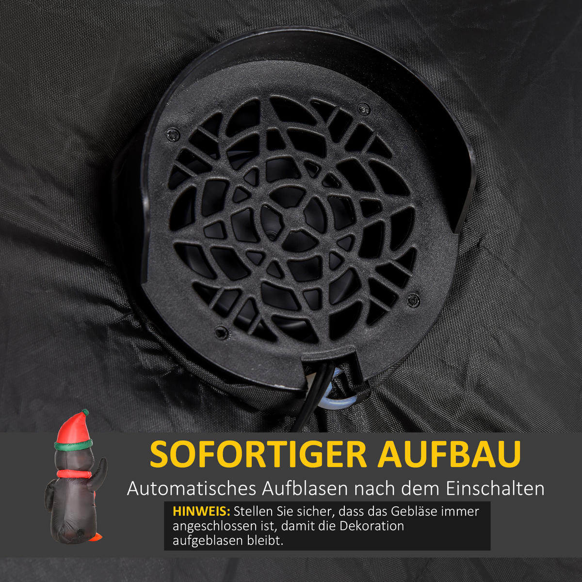 AUFBLASBARER Weihnachts-Pinguin, Polyester, Weiß+Schwarz+Rot+Grün - Multicolor, Kunststoff (67/155/79cm) - HOMCOM