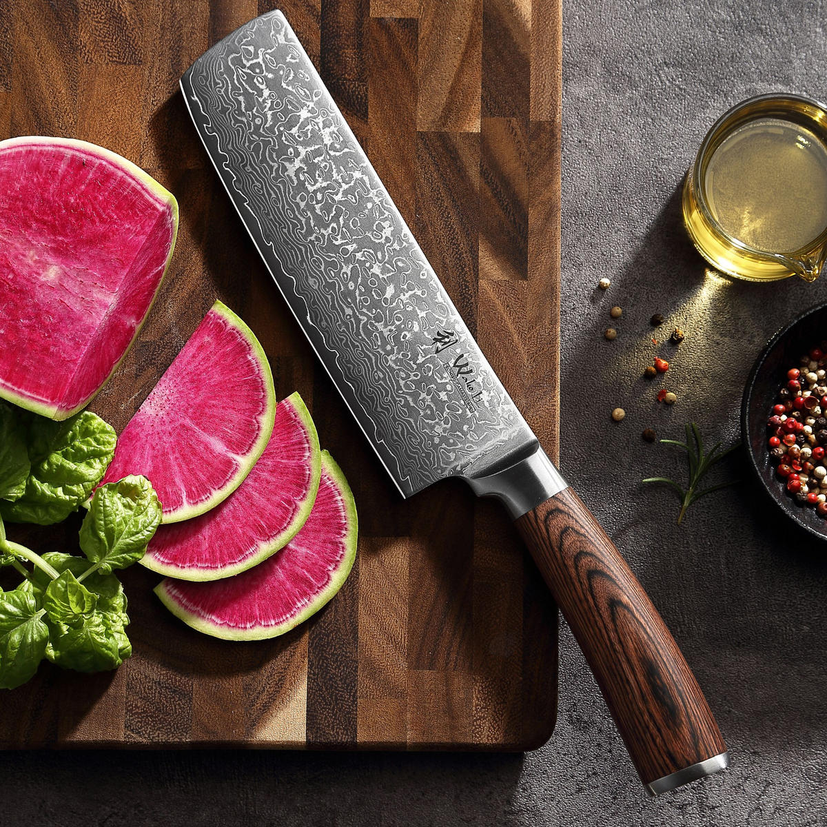 NAKIRIMESSER 18 cm - Braun, Holz/Metall (31cm) - Wakoli