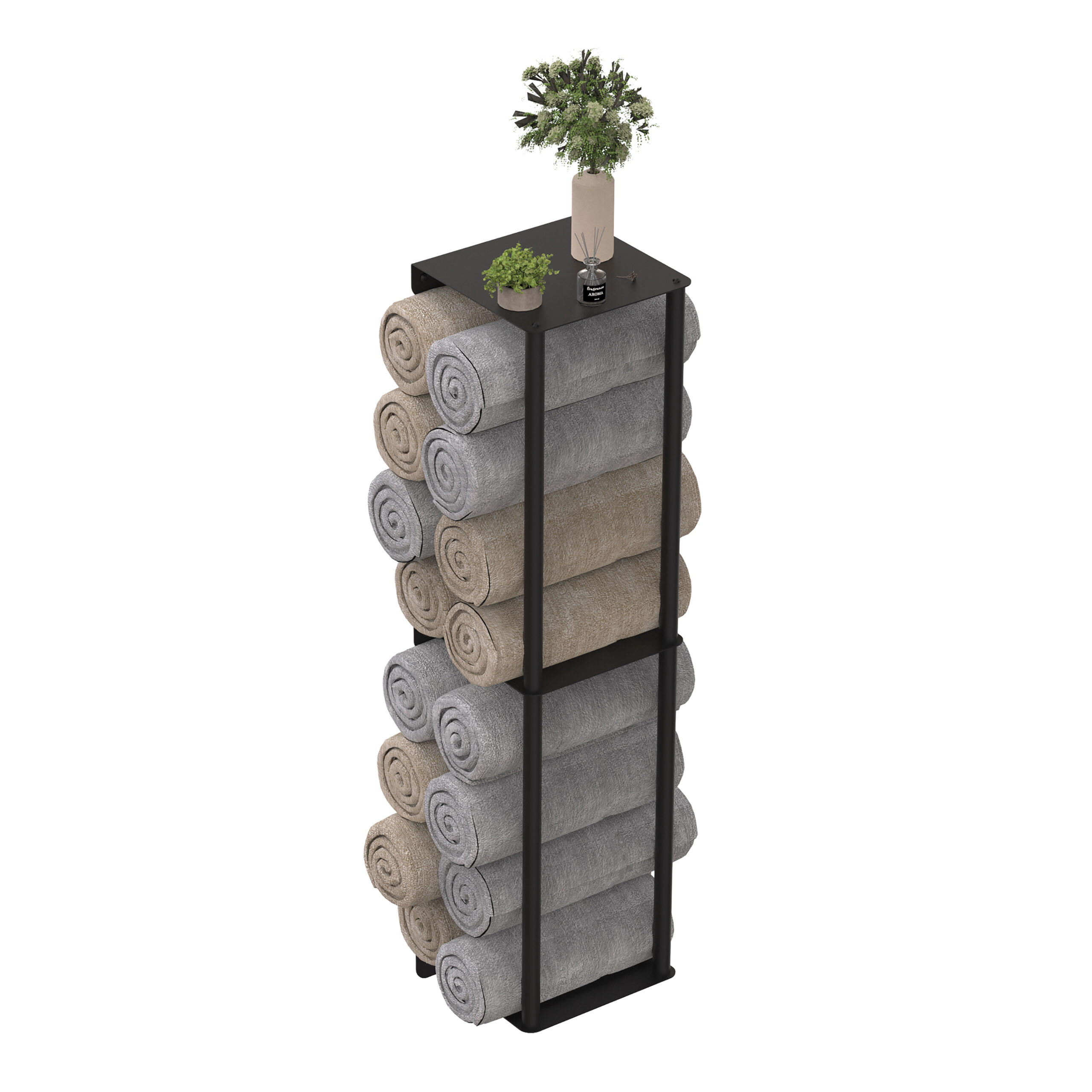 STENOVÝ vešiak na uteráky - čierna, kov (20/83.5/20cm) - Relaxdays