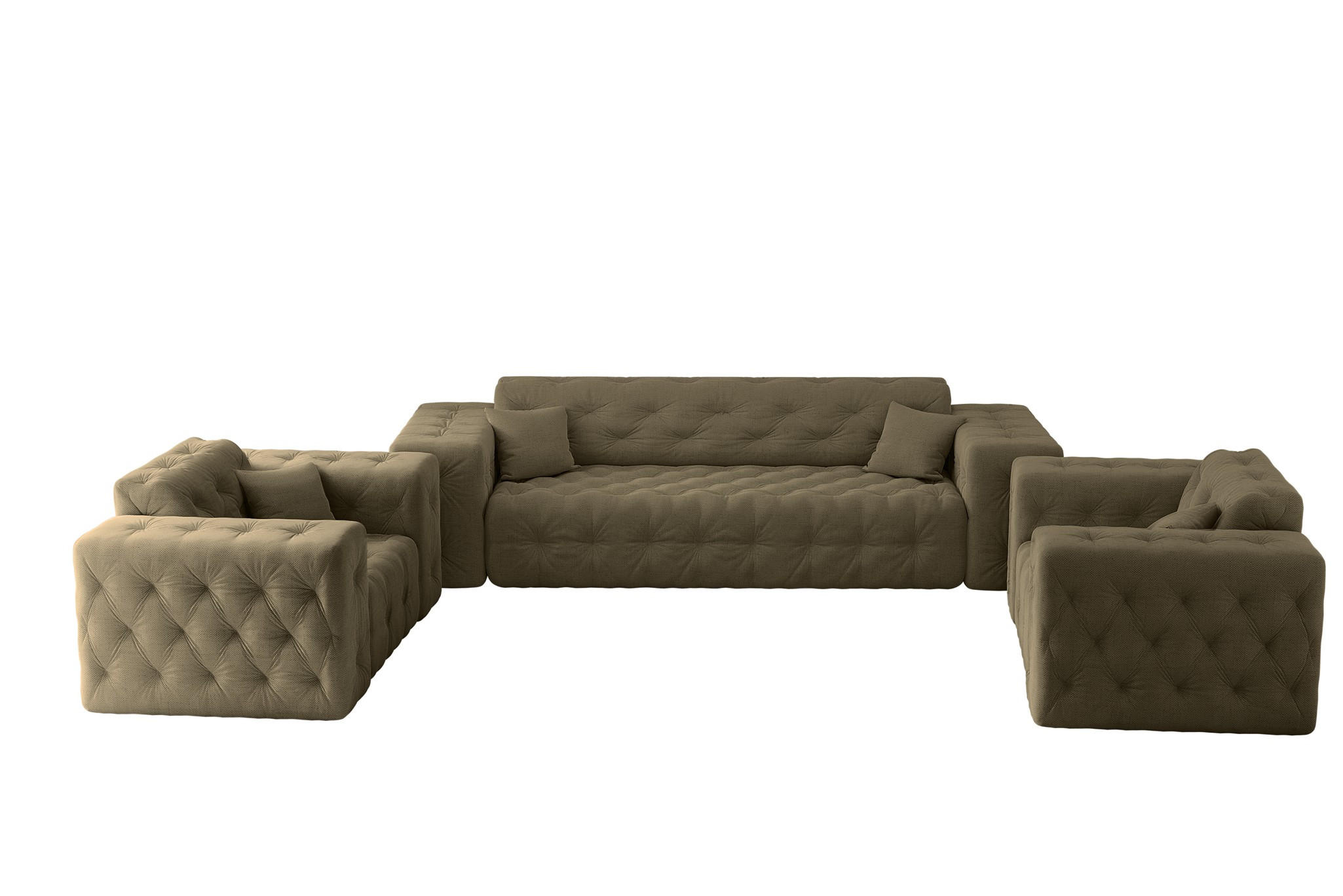 SOFASET Chantal In Moly - Grün, Holzwerkstoff/Textil (251/78/96cm) - Fun Möbel