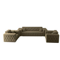 SOFASET Chantal In Moly - Grün, Holzwerkstoff/Textil (251/78/96cm) - Fun Möbel