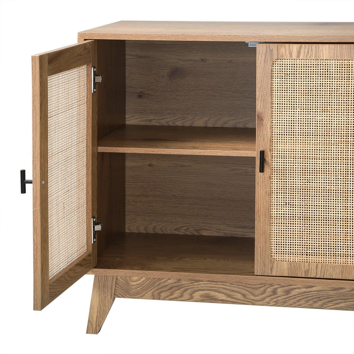 SIDEBOARD 3 Türen mit Naturgeflecht-Front B120 cm - ALIA - Eschefarben, Holzwerkstoff (40/72/46cm) - Calicosy