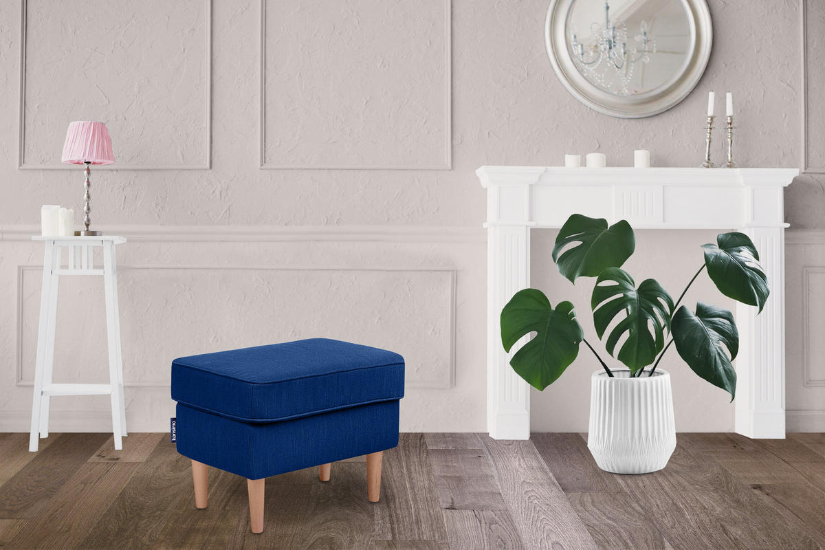 SITZHOCKER STRALIS zeitloses Design hohe Füße, dunkelblau - Dunkelblau, Textil (41/43/56cm) - KONSIMO®