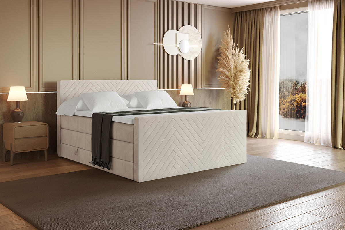 BOXSPRINGBETT mit Matratze und Lattenrost - VEXA-Z KING-160x200 - Beige Casablanca - Beige, Holzwerkstoff (160/200cm) - ALTDECOR