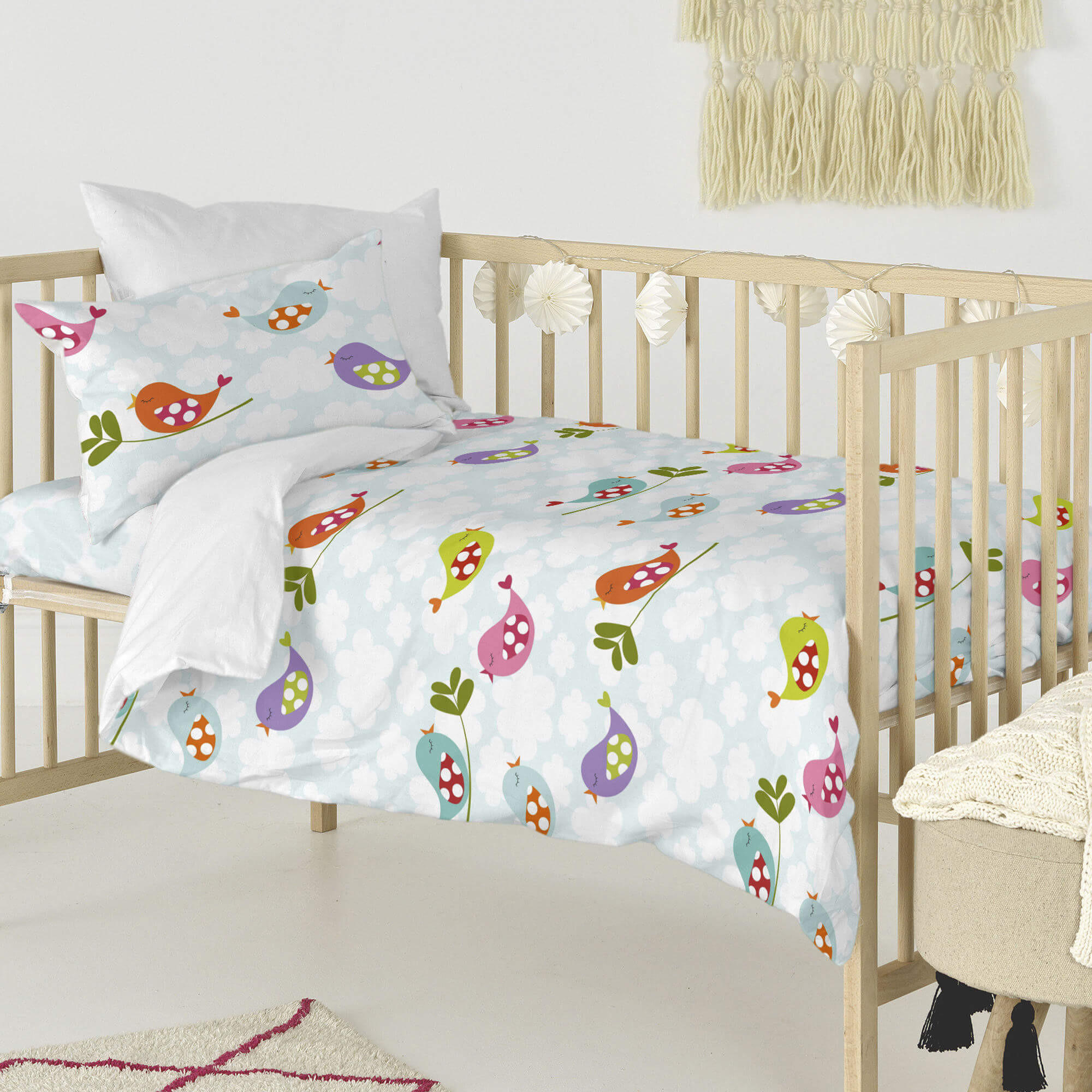 BETTBEZUG 2er-Set teiliges little birds 115x145 cm (kinderbett) mehrfarbig - Multicolor, Textil (115/145cm) - Happy Friday