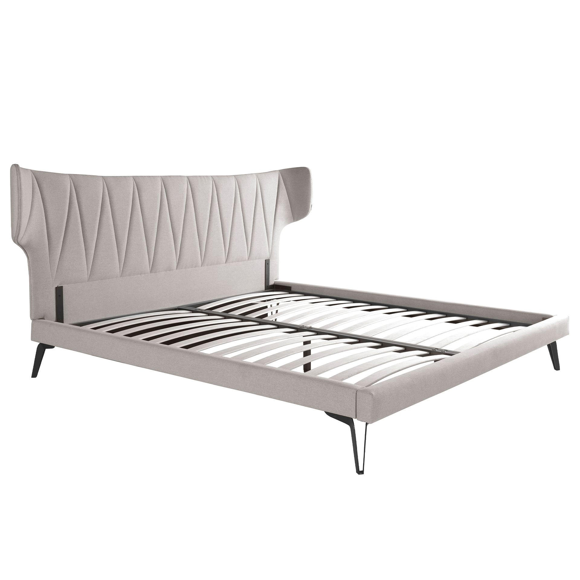 BETT Hellgraues Stoffbett 233/213/112 cm - Schwarz/Grau, Textil (180/200cm) - ANGEL CERDA