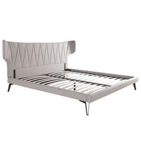 BETT Hellgraues Stoffbett 233/213/112 cm - Schwarz/Grau, Textil (180/200cm) - ANGEL CERDA