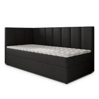 BOXBETT BEVE 90x200 cm mit Matratze und Topper, H2+H3 - Schwarz - Schwarz, Holz (90/200cm) - MASSENO