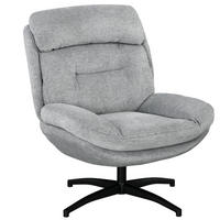 SESSEL Drehbar Loungesessel mit Wasserabweisend Chenille-Optik für Wohnzimmer - Schwarz/Grau, Textil/Metall (91/98/79cm) - HOMCOM