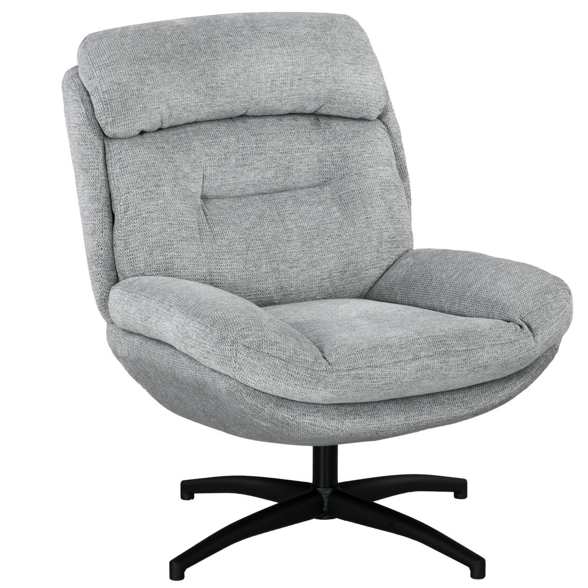 SESSEL Drehbar Loungesessel mit Wasserabweisend Chenille-Optik für Wohnzimmer - Schwarz/Grau, Textil/Metall (91/98/79cm) - HOMCOM