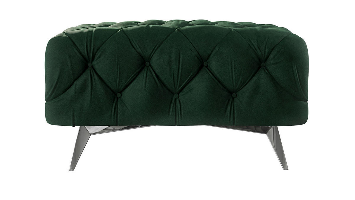 HOCKER Chesterfield Laura Flasche Grün Samt - Smaragdgrün/Silberfarben, Holz/Textil (80/45/80cm) - S-Style Möbel