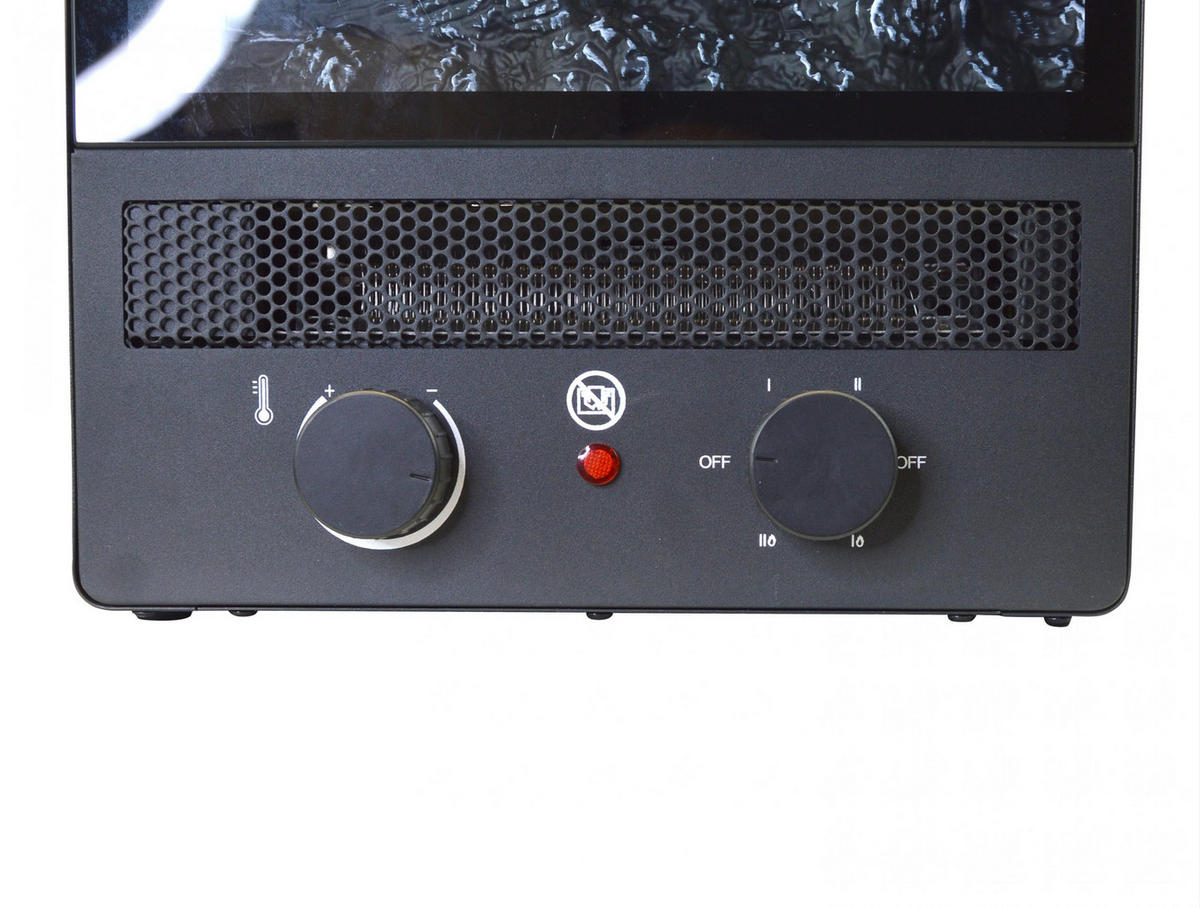 ELEKTROKAMIN Schwarz Bodenmodell mit integrierter Heizung 1500 W - Schwarz, Glas (29/38/16cm) - Purline