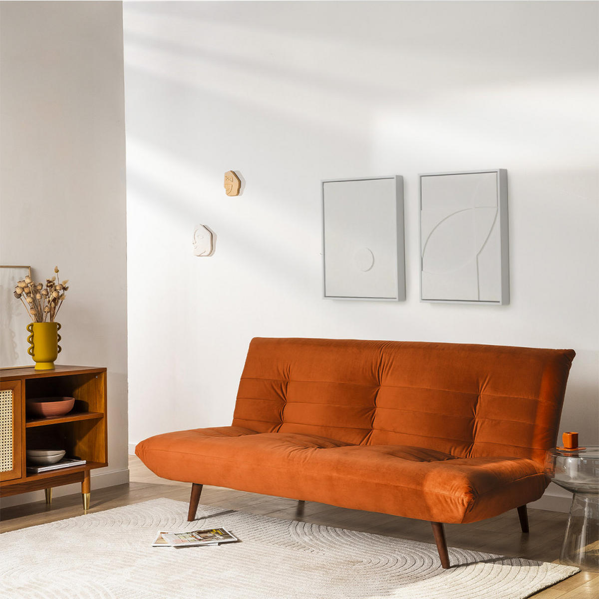 BETTSOFA - Rost - Rostfarben, Textil (185/82/92cm) - Drawer