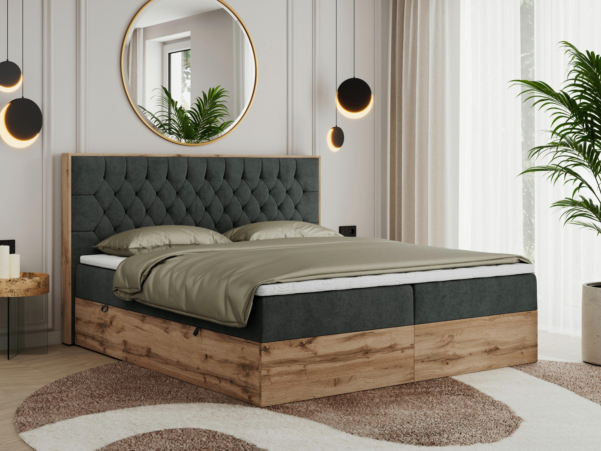 BOXBETT AMORE 140/200 Dunkelgrau Struktur - H3 - Dunkelgrau, Holz/Textil (140/200cm) - MKS