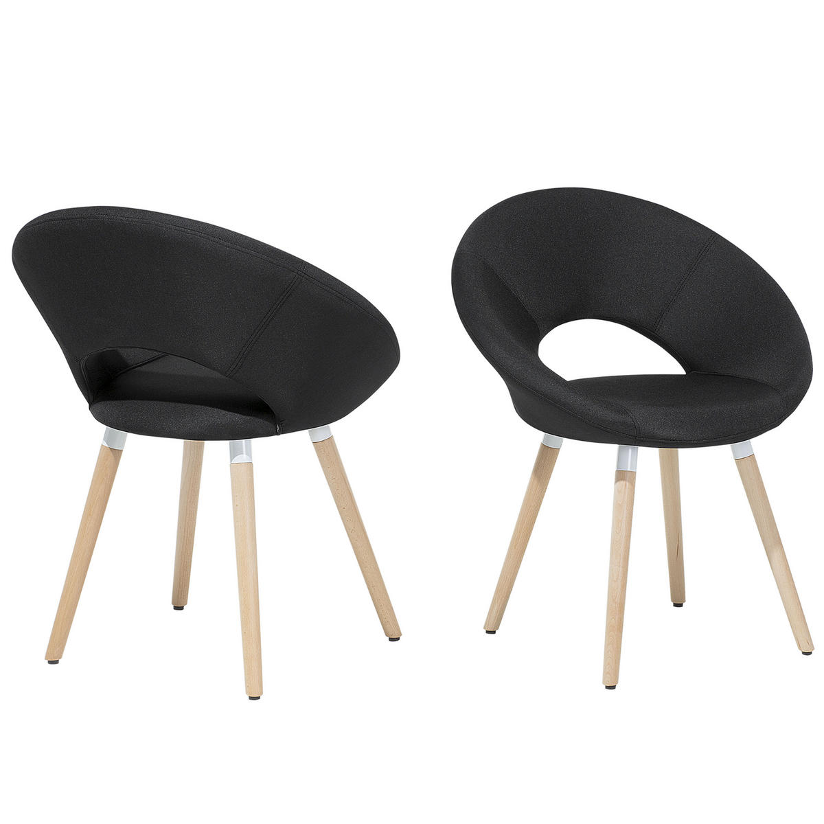ÉTKEZŐSZÉK 2 darabos Szett Kárpit Fekete Roslyn - fekete, textil/fa (66/80/45cm) - Beliani