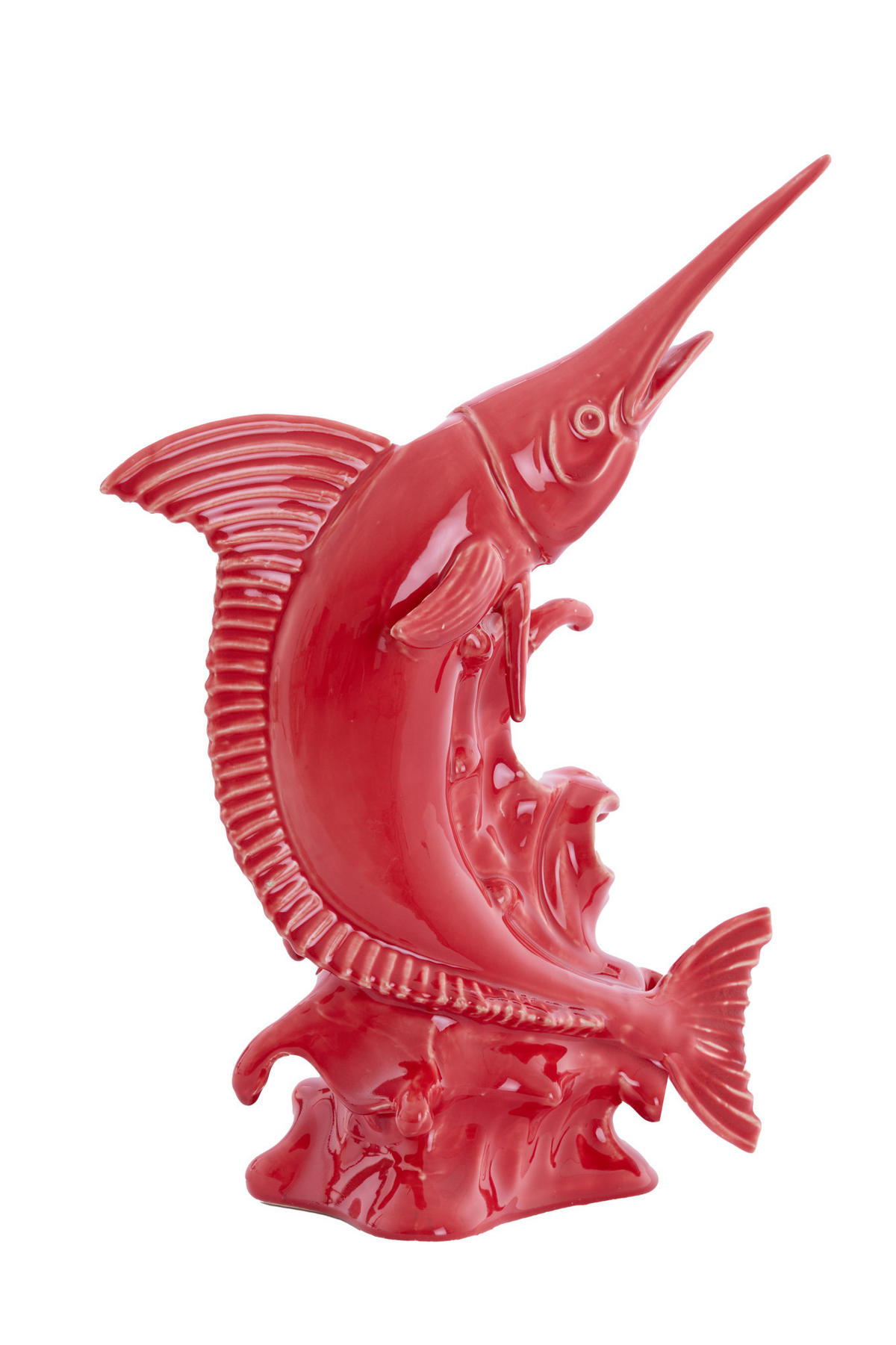 ORNAMENT Schwertfisch Rot 33/16,5/43,5 cm - Rot, Keramik (16.5/43.5/33cm) - Light & Living
