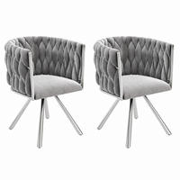 ESSZIMMERSTUHL 2er-Set drehbar Samt Grau Silber - Grau, Metall (54/72/59cm) - Meubliv