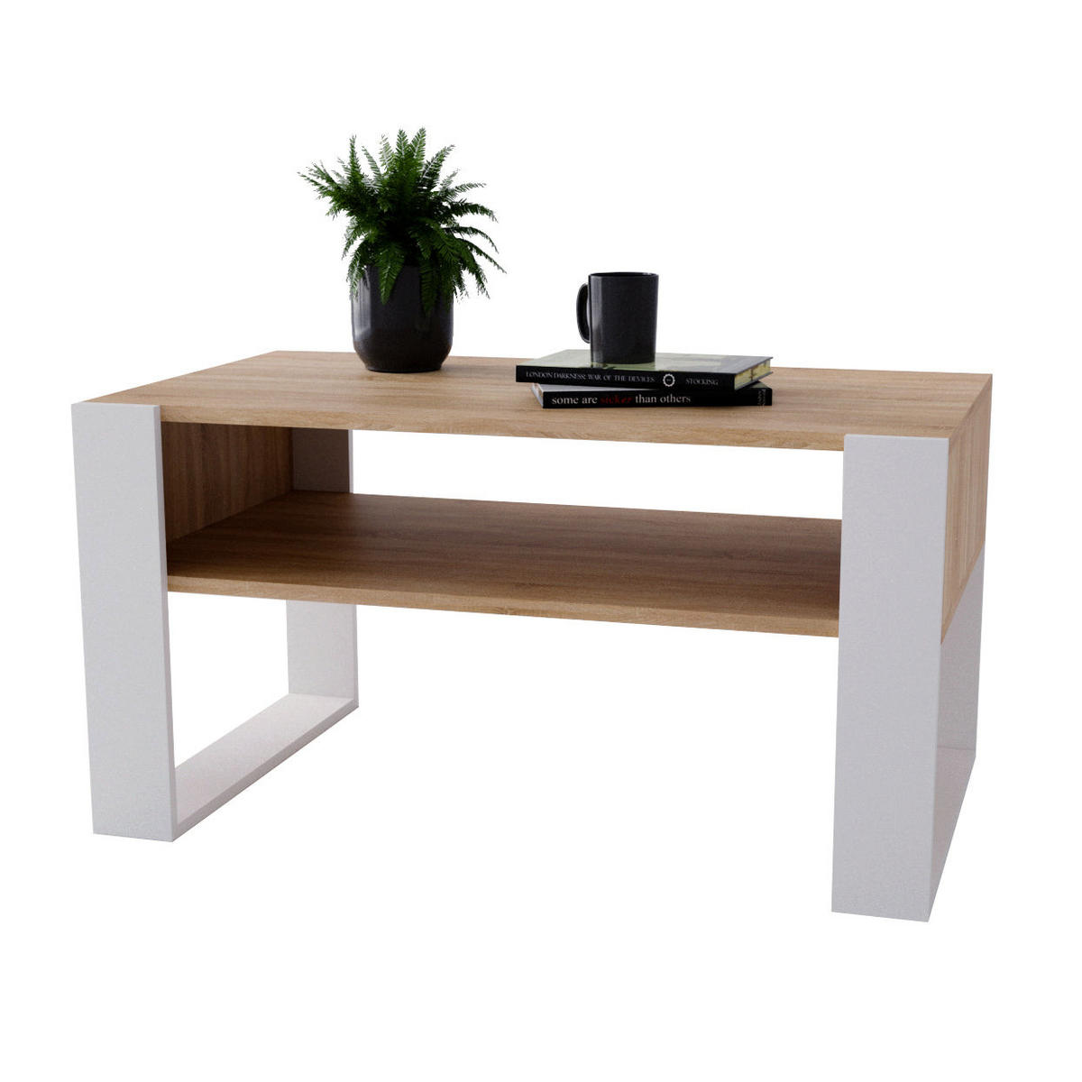 COUCHTISCH KARO 92 - Eichefarben/Weiß, Holz (53.6/92/45cm) - Mat-Haus