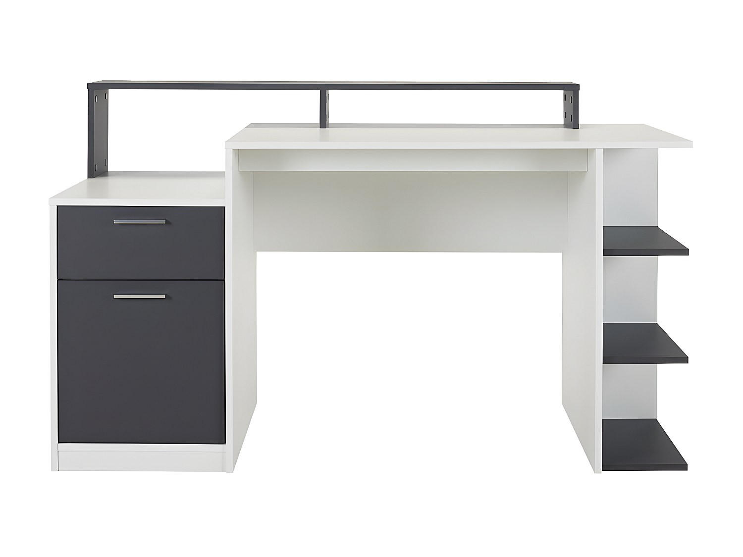 SCHREIBTISCH - 138 cmcm x 60 cmcm - Holz, Platte - Anthrazitgrau, Weiß - ZACHARIE - Anthrazit/Weiß, Holz (60/138/82.5cm) - Vente-Unique