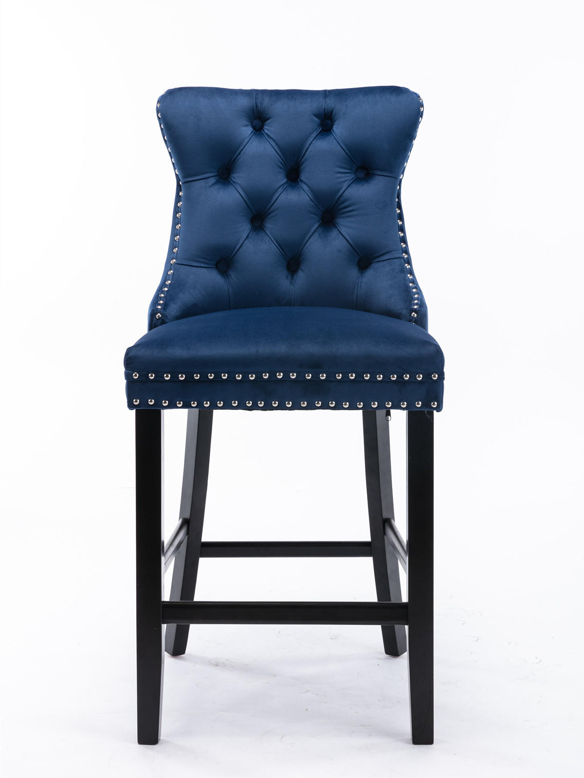 BARHOCKER 2er-Set Blau mit Samtbezug und Rückenlehne - Blau, Textil (65/95/50cm) - PANGIVO
