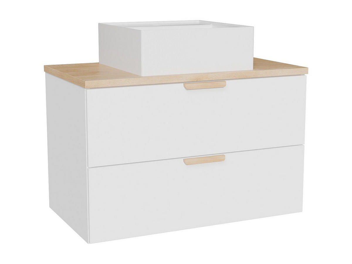 EINZELWASCHTISCH - 80 cm x 46 cm - Holz, Platte - Weiß - AVORELI - Weiß, Holz (80/50/46cm) - Vente-Unique