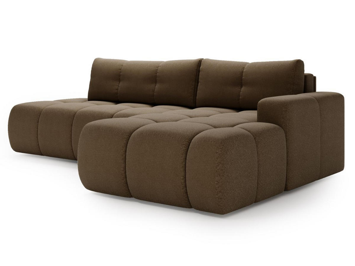 ECKSOFA Montero Bouclé-Stoff Braun Rechts - Braun, Holz/Textil (280/177cm) - Graingold