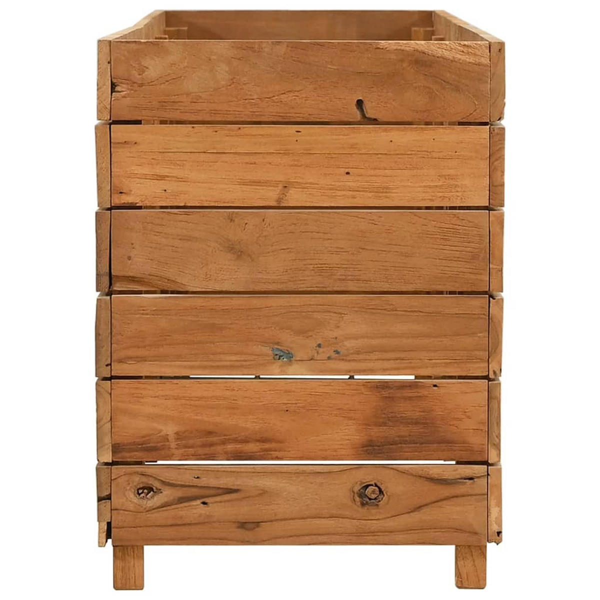HOCHBEET 150x40x55 cm Teak Altholz und Stahl - Braun, Holz (40/55/150cm) - furnicato