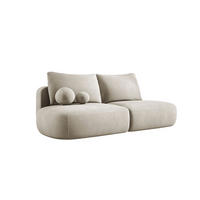 SCHLAFSOFA Moderne BABU mit Schlaffunktion – 3-Sitzer Sofa mit Bettkasten, DL-Automat, 2 Rückenkissen, 2 Zierkissen, 240x90x90 cm, Beige - Beige, Holz/Textil (240/90/90cm) - DomoHome