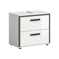 WASCHBECKENUNTERSCHRANK KOJAK (B/H/T: ca. 60/55/37 cm) in weiß/weiß hochglanz - Weiß, Holzwerkstoff (60/55/37cm)