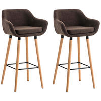BARHOCKER Grande, 2er Set, Gestell Holz, Stoff Braun - Braun, Holz/Textil (55/99/46cm) - TPFLiving