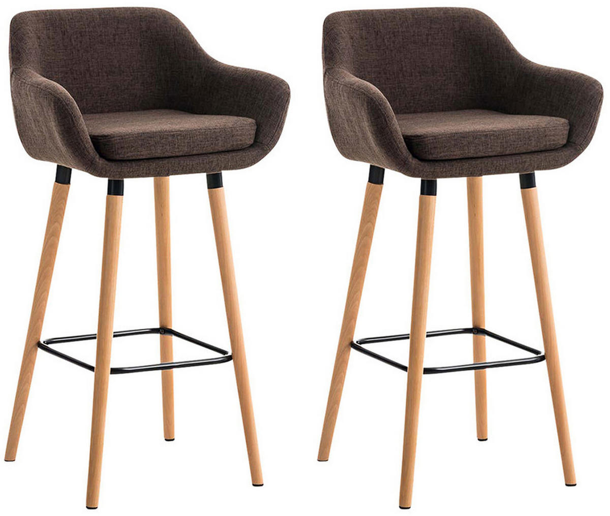 BARHOCKER Grande, 2er Set, Gestell Holz, Stoff Braun - Braun, Holz/Textil (55/99/46cm) - TPFLiving