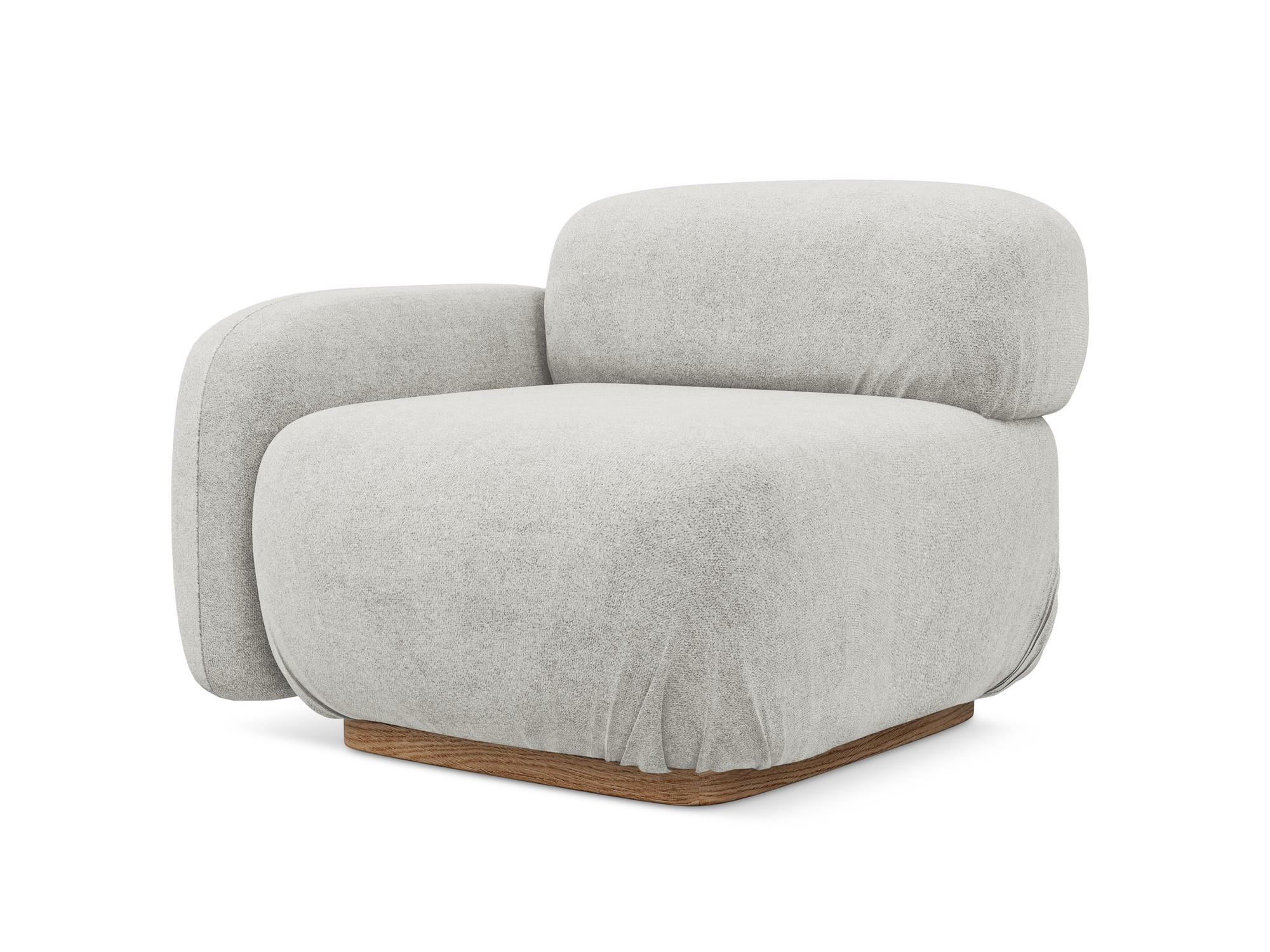 SOFAELEMENT Links Bouclé Stoff Grau - Silberfarben/Braun, Holz/Textil (95/73/95cm) - Makamii