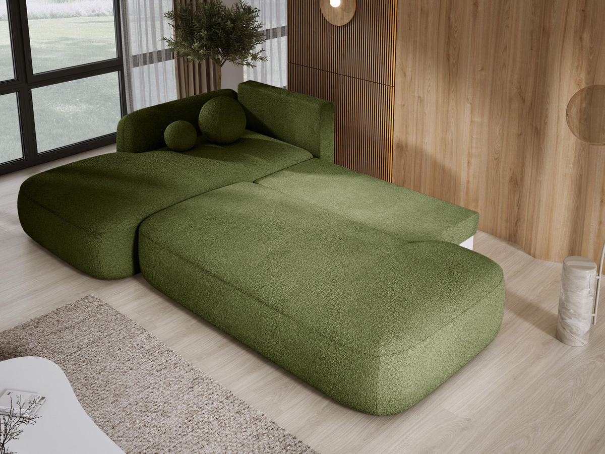 ECKSOFA BABU Mit Bettfunktion – Moderne Polsterecke Für Wohnzimmer Funktionales Schlafsofa Im Stoff NOW OR NEVER, 300x105x60cm, Linke, ORANGE - Orange, Holz/Textil (190/300cm) - DomoHome