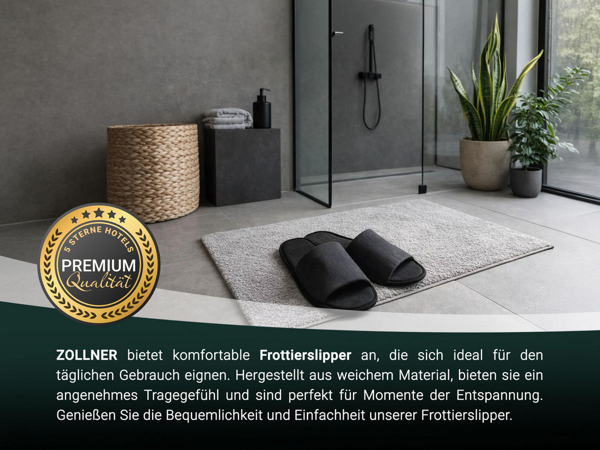 FROTTIERSLIPPER, 10er-Set, 100% Polyester - Dunkelgrau, Textil (5/1/31cm) - Zollner