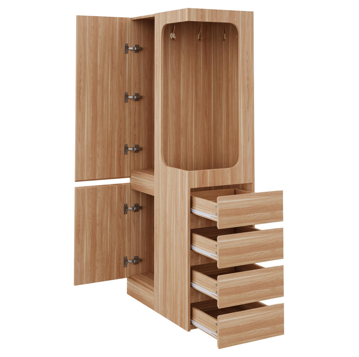 KLEIDERSCHRANK 70/40/170 cm weiß/holzfarben aus Kiefer Sperrholz und MDF mit 4 Schubladen - Nussbaumfarben, Holzwerkstoff (70/170/40cm) - OKWISH