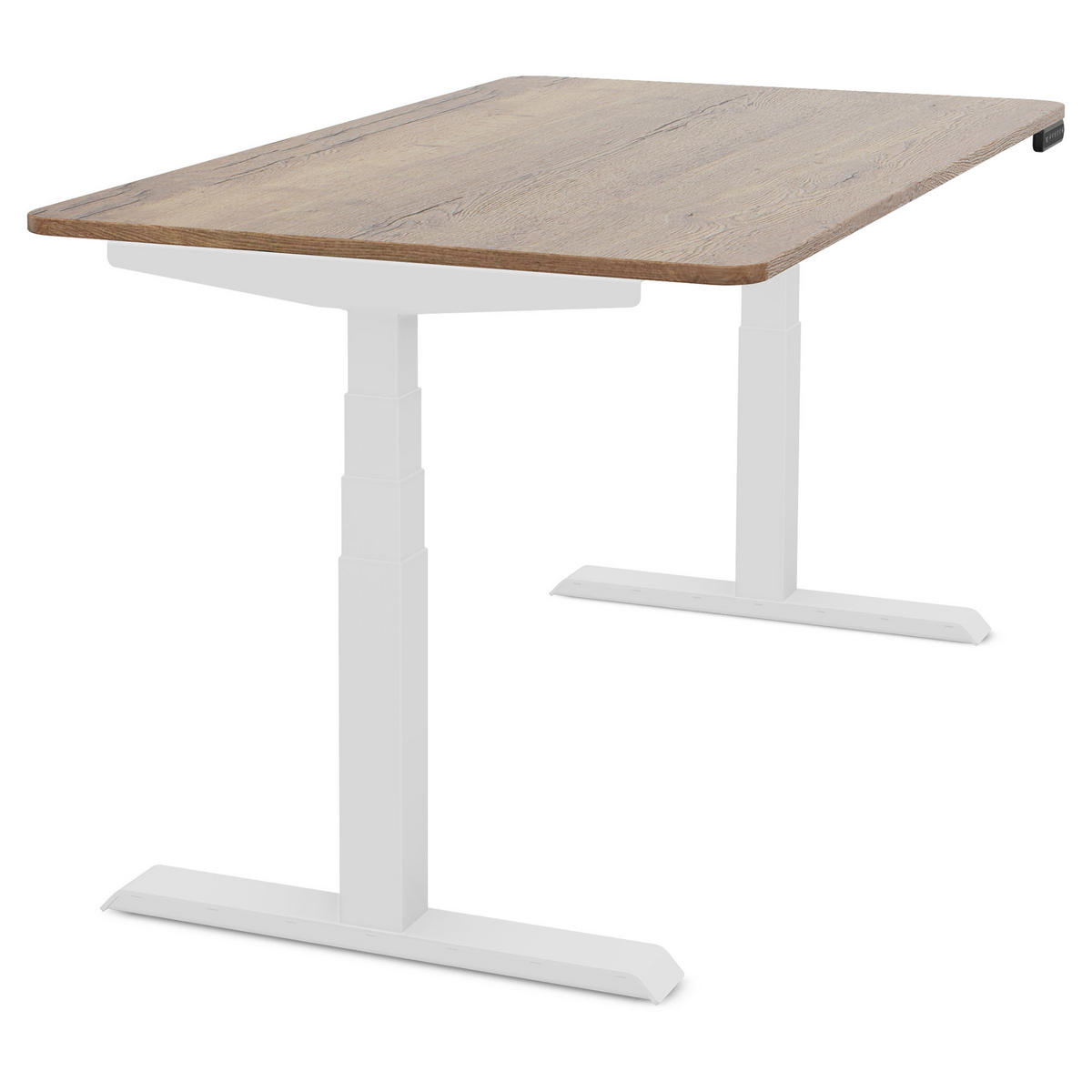 SCHREIBTISCH Elektrisch Höhenverstellbarer Familien Schreibtisch Pitino Curved Eiche Tabak Signalweiß 120/80/52.5-121cm - Eiche Wotan/Weiß, Holzwerkstoff/Metall (80/120/121cm) - ASSMANN