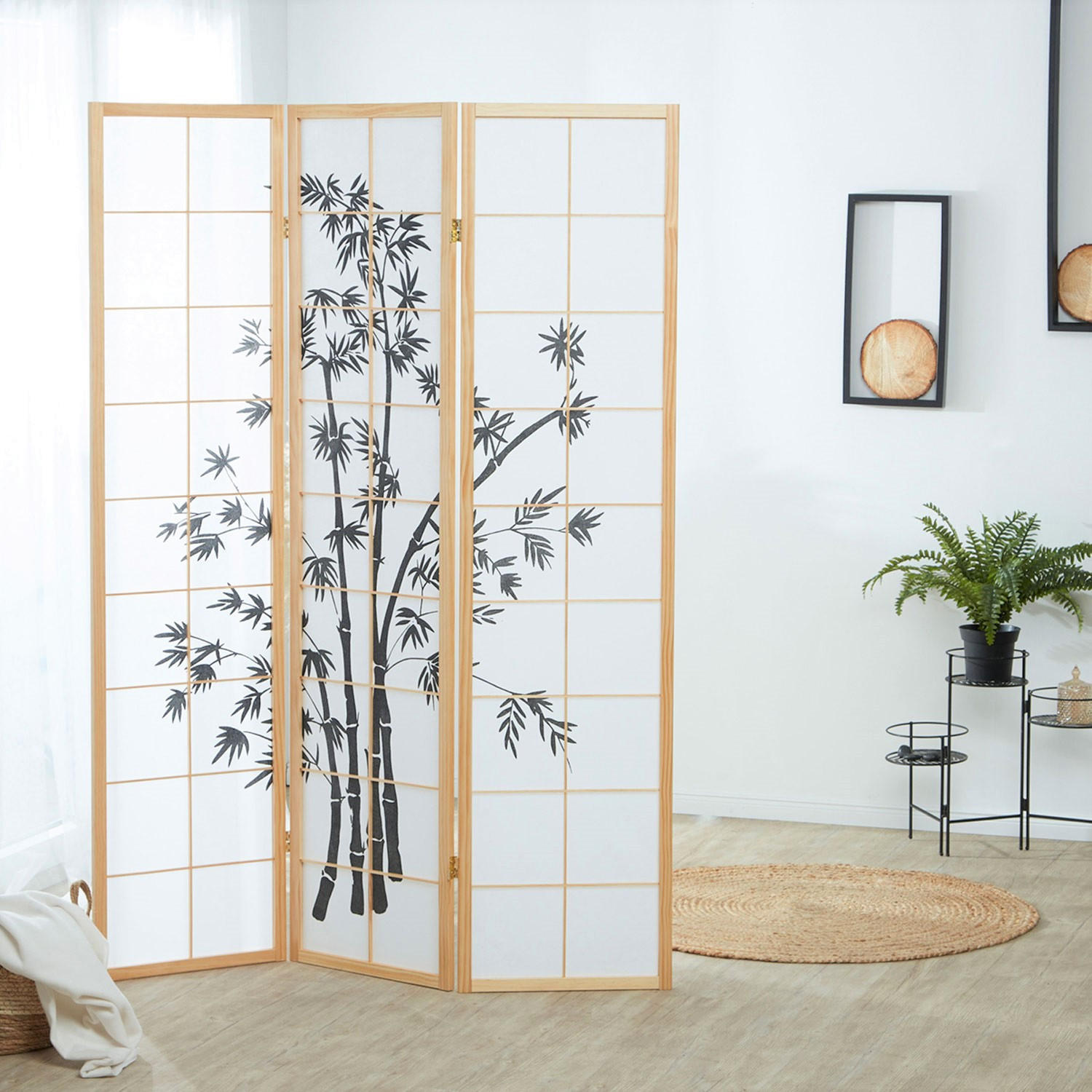 PARAVENT 3-tlg. 132/179 cm Braun Bambusmuster - Braun, Holz (132/179/2cm) - Homestyle4u