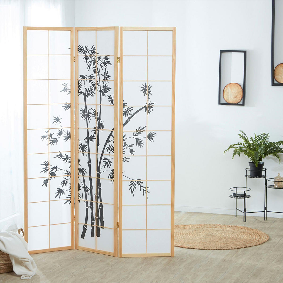 PARAVENT 3-tlg. 132/179 cm Braun Bambusmuster - Braun, Holz (132/179/2cm) - Homestyle4u