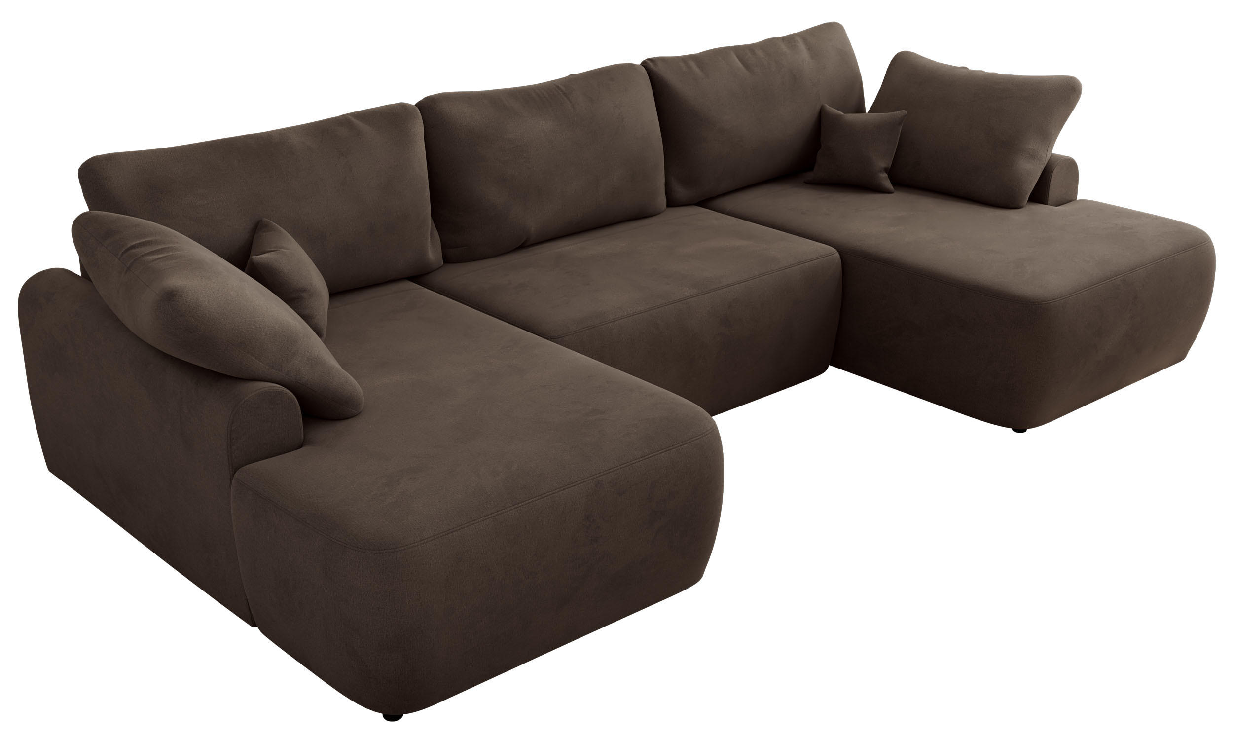 WOHNLANDSCHAFT CUBO U Braun Velvet - Schwarz/Braun, Kunststoff/Textil (370/100/187cm) - MKS