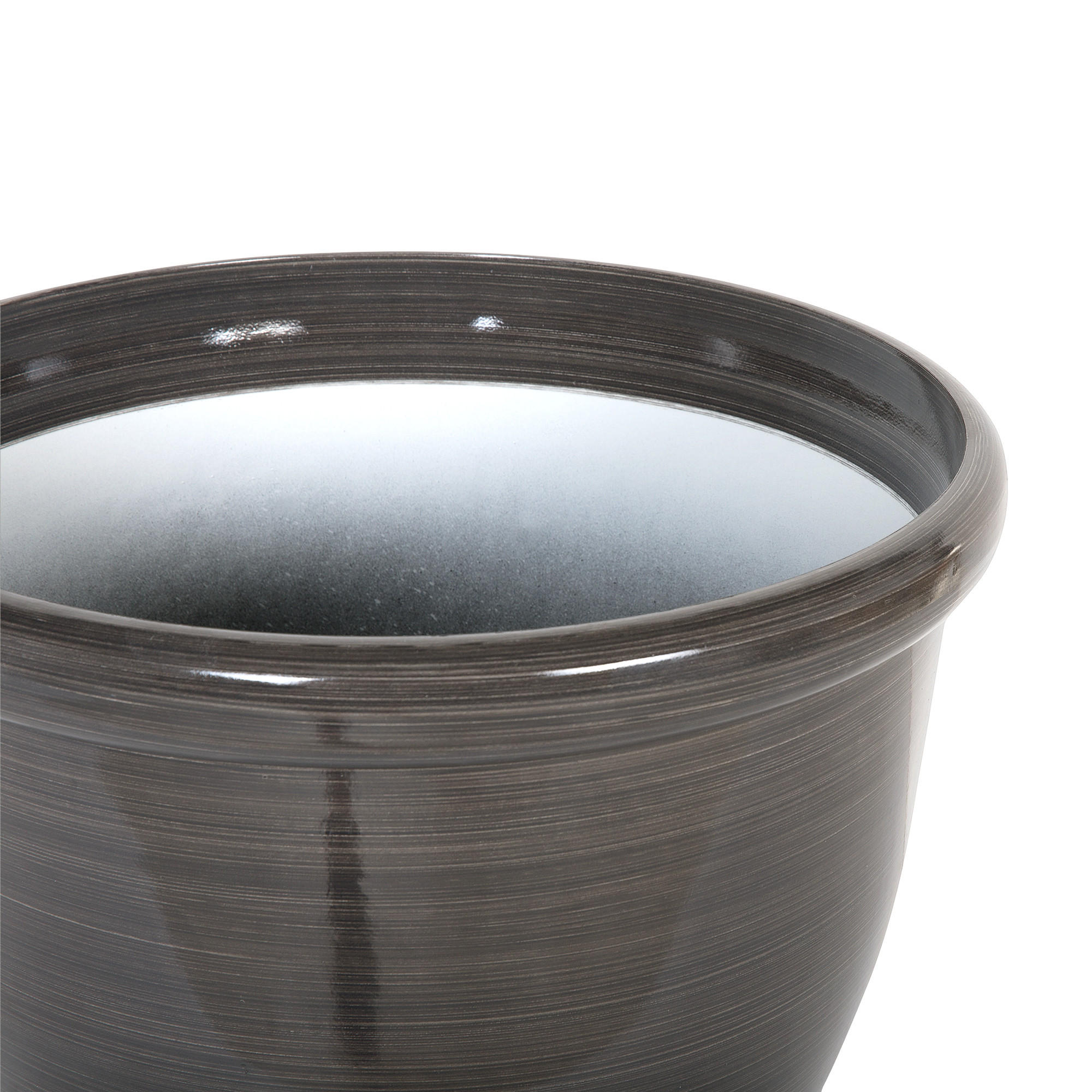 BLUMENTOPF dunkelbraun rund 40/40/34 cm Tesalia - Braun, Stein (34cm) - Beliani